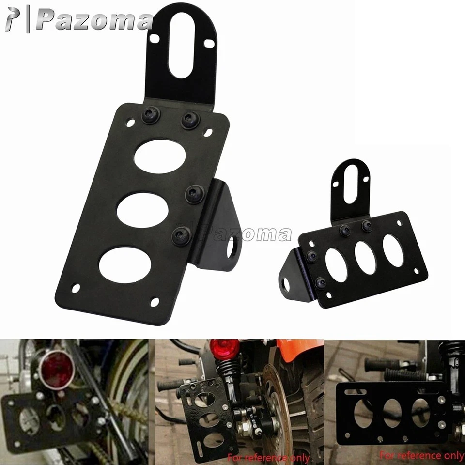 Soporte de matrícula de montaje para Harley Custom Bobber Chopper ejes de 20 mm (3/4") Foto 3 de 4