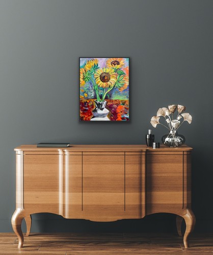 Girasoles Original Melissa Bollen Pintura Acrílica Nuevo Otoño - Imagen 9 de 12