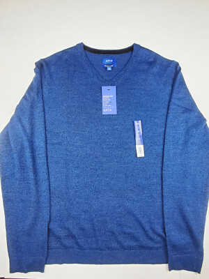 Merino V neck Sweater Blue Size XXL