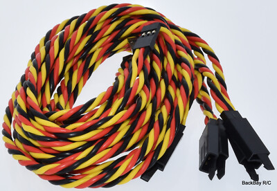 (5) 90CM (~3ft) Twisted 20awg Servo Extension Leads JR / Hitec with Safety Clips