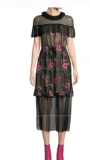 NWT Elliatt Vita Midi Dress Large Floral Embroidery Whimsygoth Fairycore 