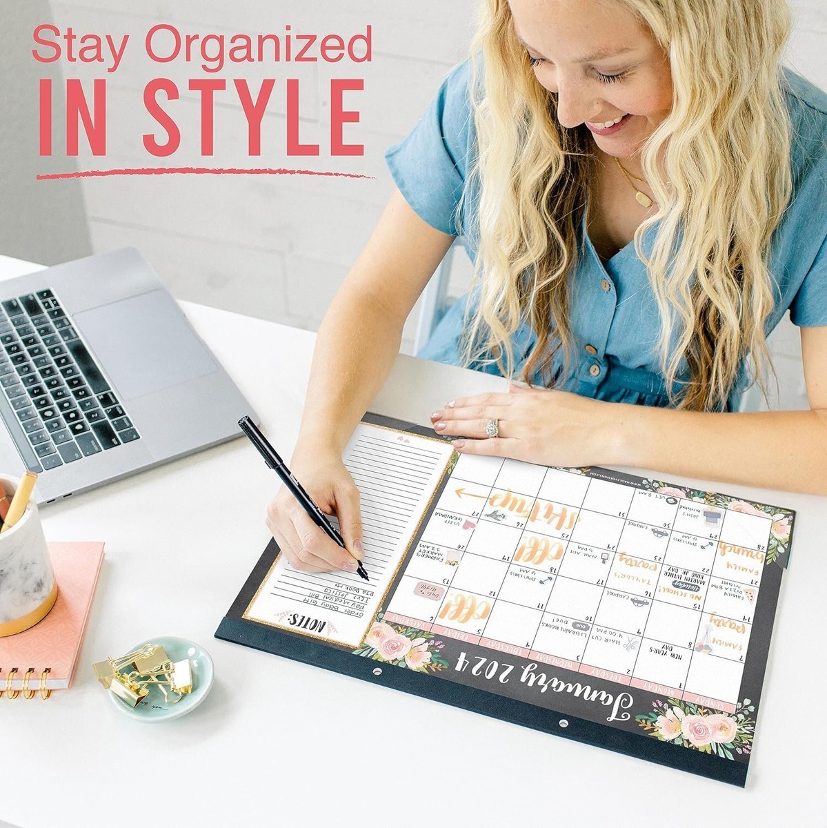 Pink Large Desk Calendar 2024-2025 - Desk Calender 2024 Monthly, Desktop...  | eBay