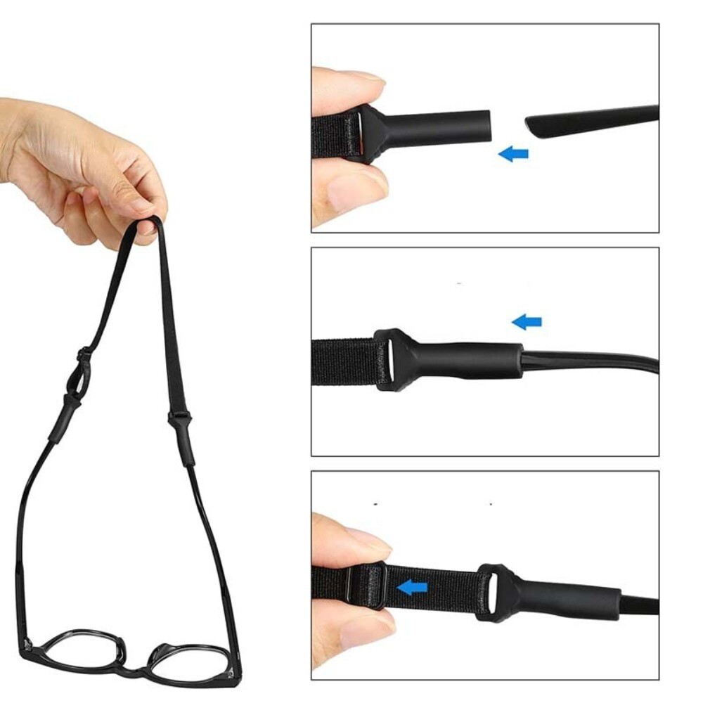 4pcs 1827cm Glasses Strap Black Glasses Tightening Kit Rubber Straps