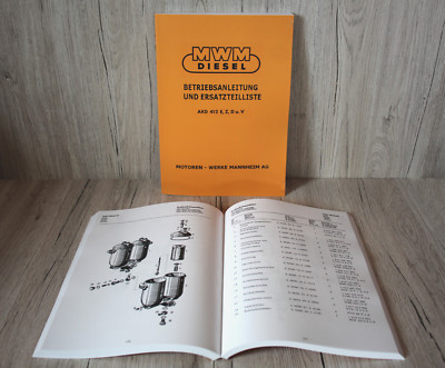 MWM Bedienungsanleitung u. Ersatzteilliste Dieselmotor Motor AKD 412 E,Z,D u. V