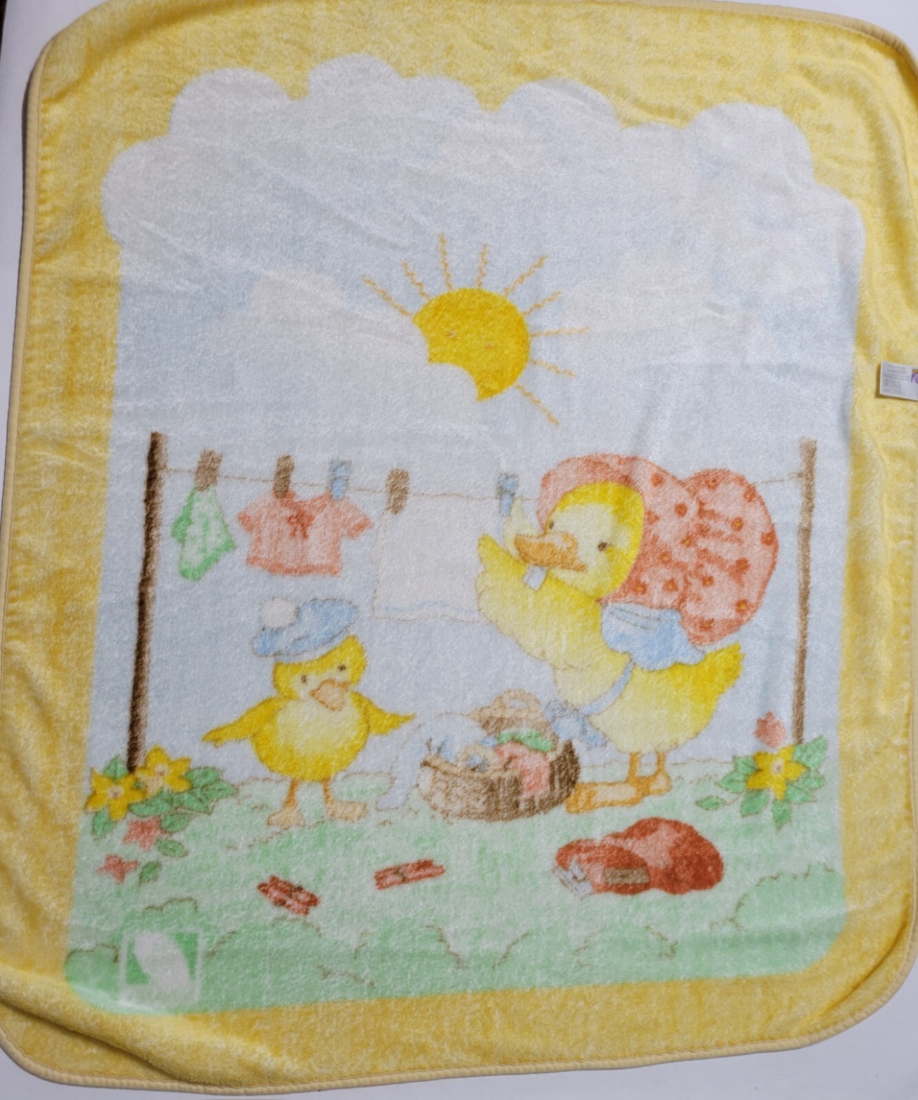 Vintage Novatex Fleece Baby Chick Duck Plush Security Crib Blanket