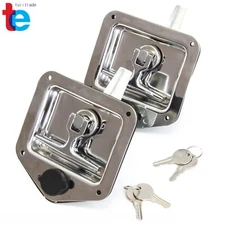 2 Trailer Door Latch T-Handle Lock Stainless Steel Keys Camper RV Truck Toolbox