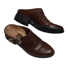 Ariat Leather Mule Slide On Shoes Brown Silver Buckle Women's 6.5
