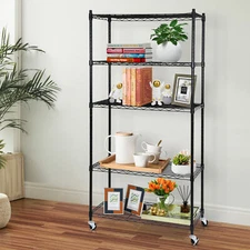 5-Tier Heavy Duty Shelf Storage Organizer Rack Rolling Carts Unit Wheel Casters 