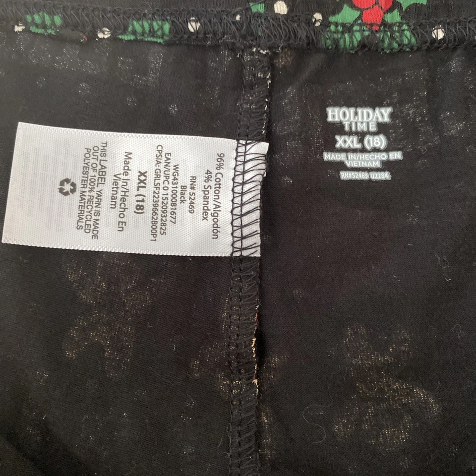 Holiday Time Girls XXL 18 Christmas leggings Stretchy Gingerbread Holly Red - Image 4 of 4