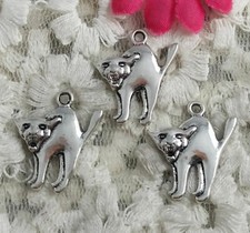 Free Ship 62 pcs Antique silver cat charms 21X19mm H-3861