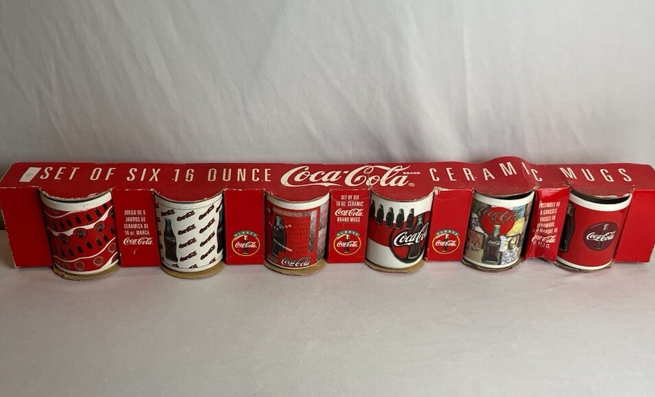 Set of Six(6) 1996 Coca Cola Collectible 16 Oz Ceramic BRAND