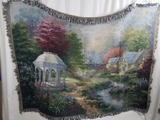 NEW 2000 NICKY BOEHME USA Made Gazebo Village Tapestry Throw Blanket Afghan