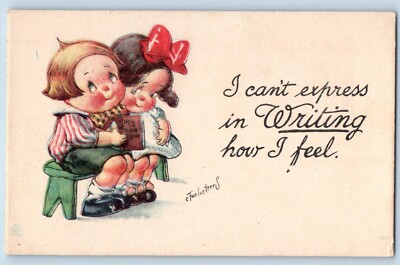 Twelvetrees Signed Postcard Children I Can't Express In Writing How I Feel c1910