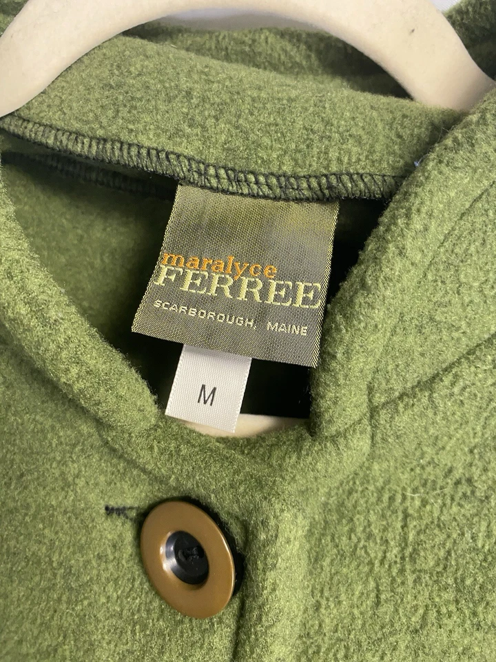 Abrigo Chaqueta Maralyce Ferree Mujer Polar Botón Delantero Hecho en EE. UU. Verde Mediano Foto 3 de 4