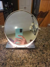 Vintage Art Deco Lighted Tabletop Vanity Swivel Mirror Shave Mirror 