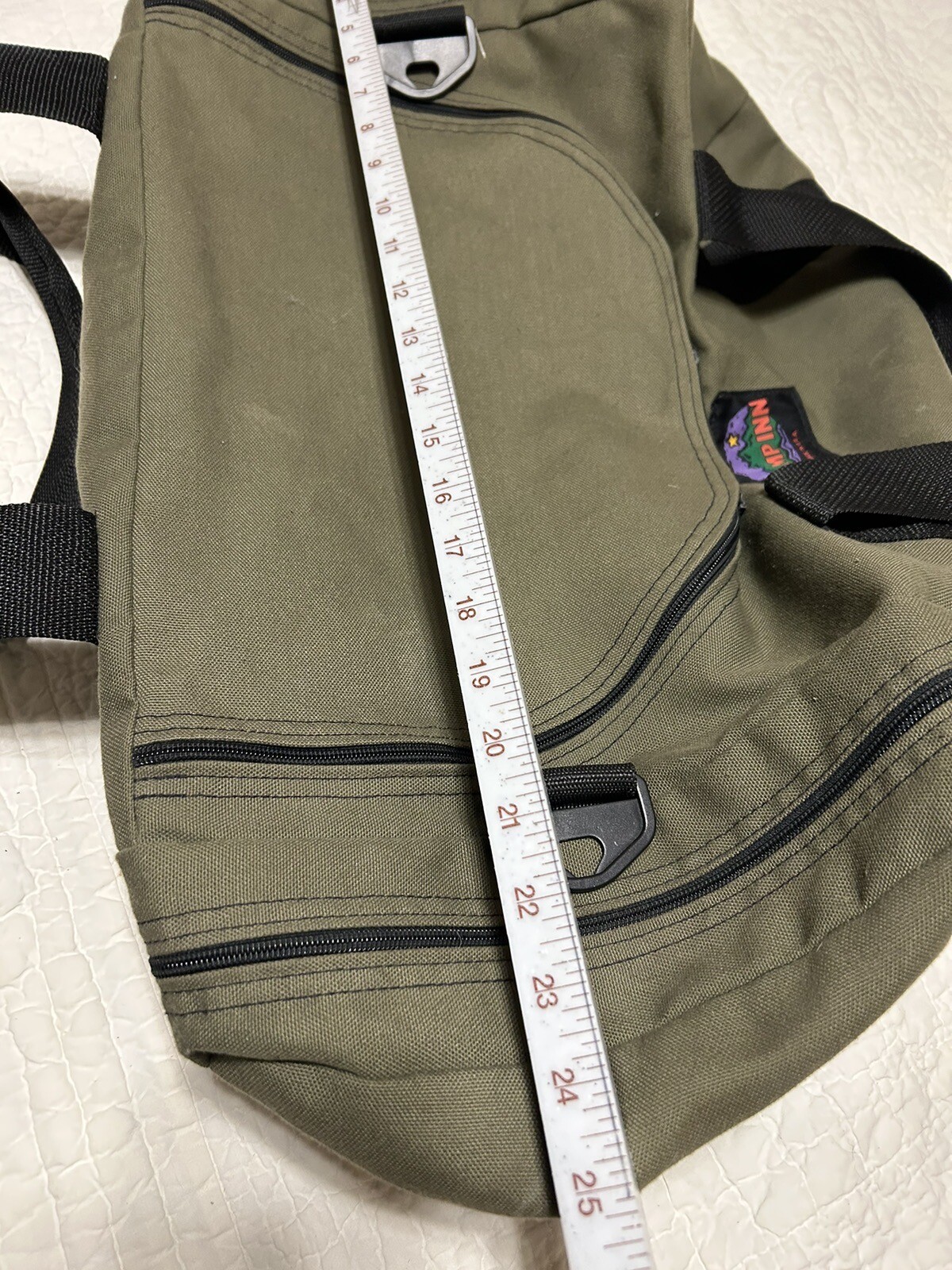 Vintage Camp Inn Large Green Duffle Bag Made In The USA Handles 12x24