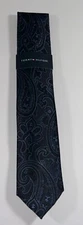 Tommy Hilfiger Men's Silk/polyester Tie Ferris Classic Paisley Black/Blue NEW