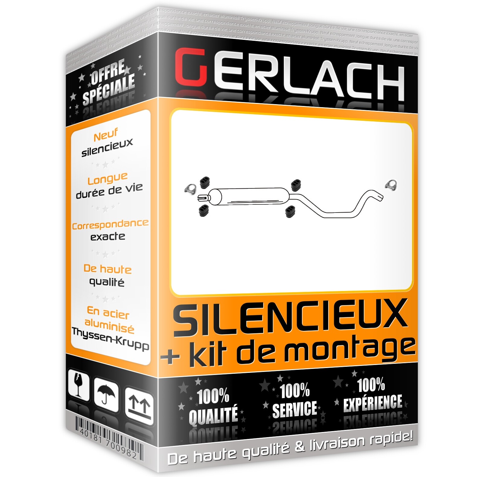 Silencieux central F159 réduction sonore pour Opel Zafira B 1.6i 16V depuis 2005