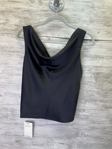 Abercrombie & Fitch Top Womens S Black Sleeveless Scoop Neck Satin Crop
