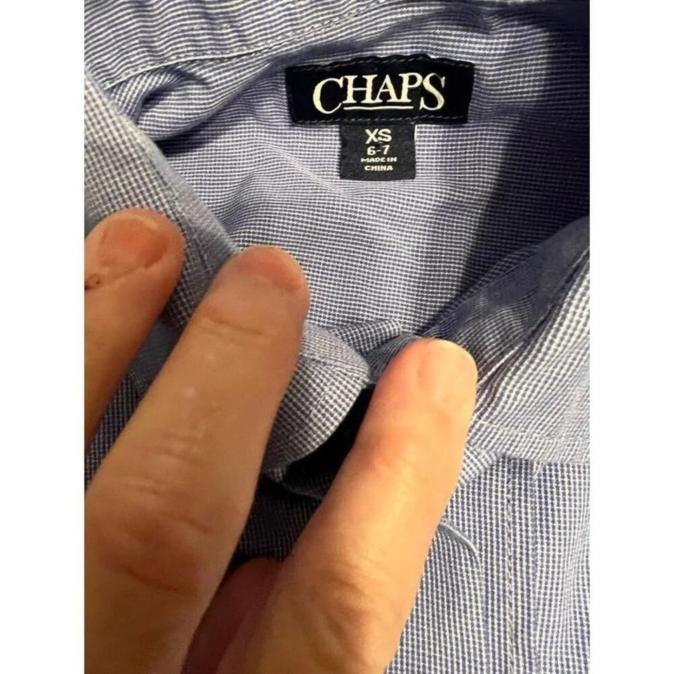 Chaps мальчиков размер XS 6 7 синий длинным рукавом рубашка кнопка - Изображение 4 из 4