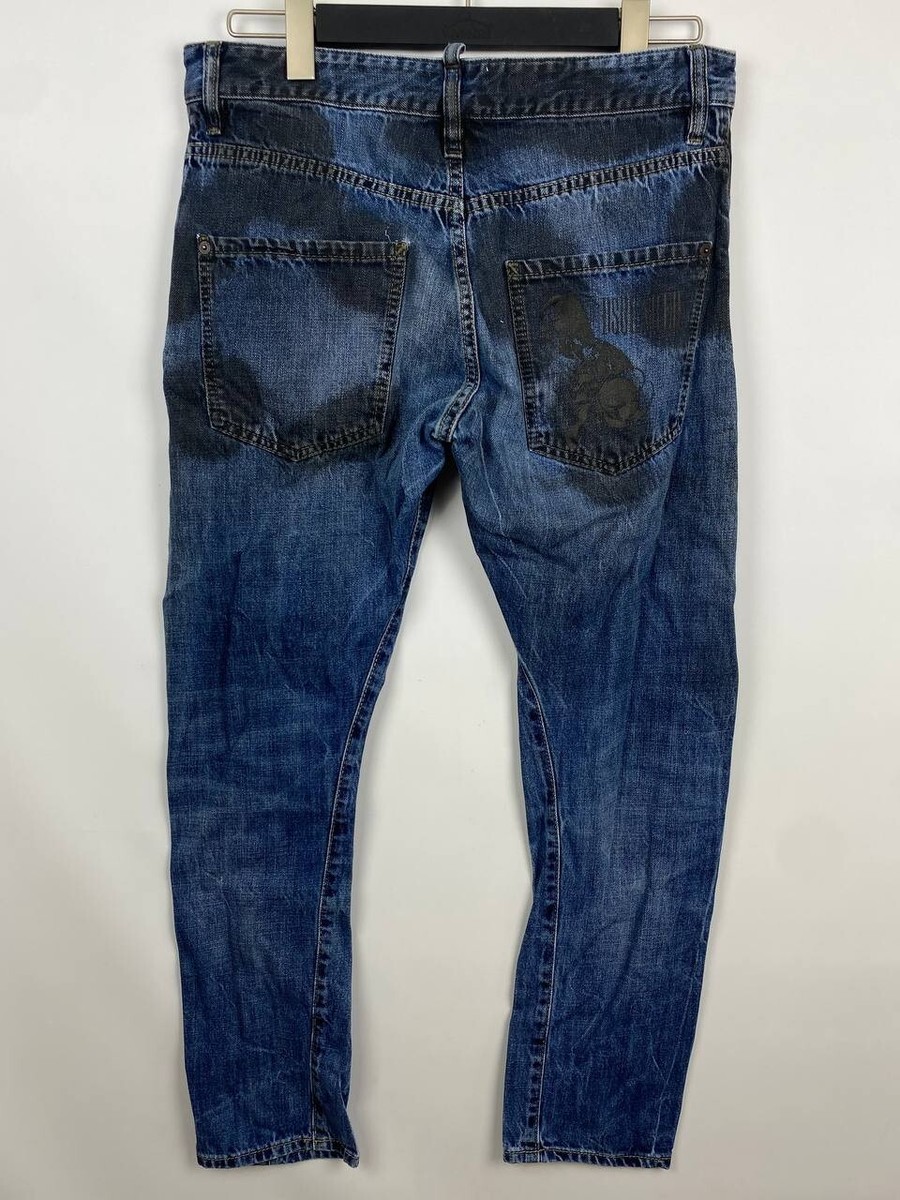 DSQUARED2 Blue Wash Denim Spotted Skinny Jeans IT 48 /W32