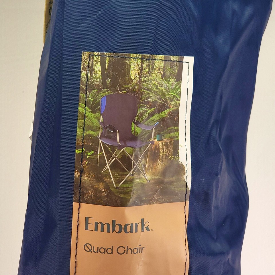 Embark Outdoor Portable Quad Chair Blue 225lb Capacity Travel Friendly