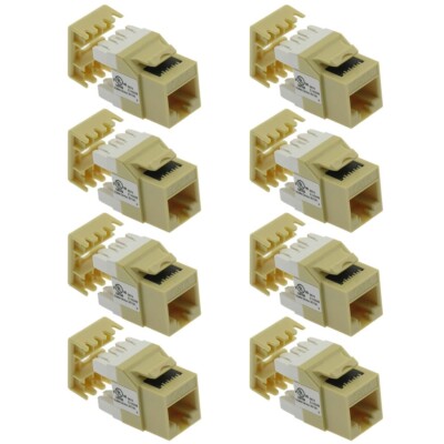 8x CAT6 RJ45 Ethernet LAN Network Keystone Jack 180 Degree 110 Punch Down Ivory