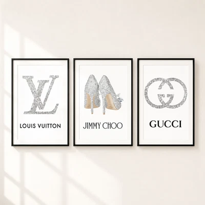 Luxury Fashion Wall Art Set Designer Inspired Glam Prints Dressing Room Decor - Image 1 of 4