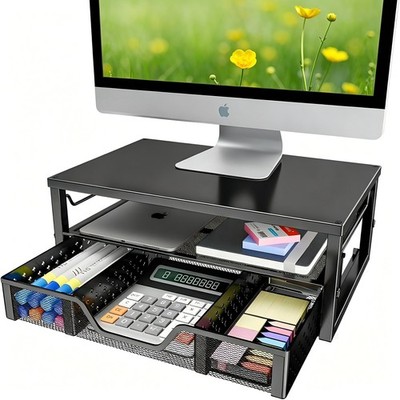 Simple Trending Desk Organizer and Accessories, 16''L x 10''W x 5''H, Black