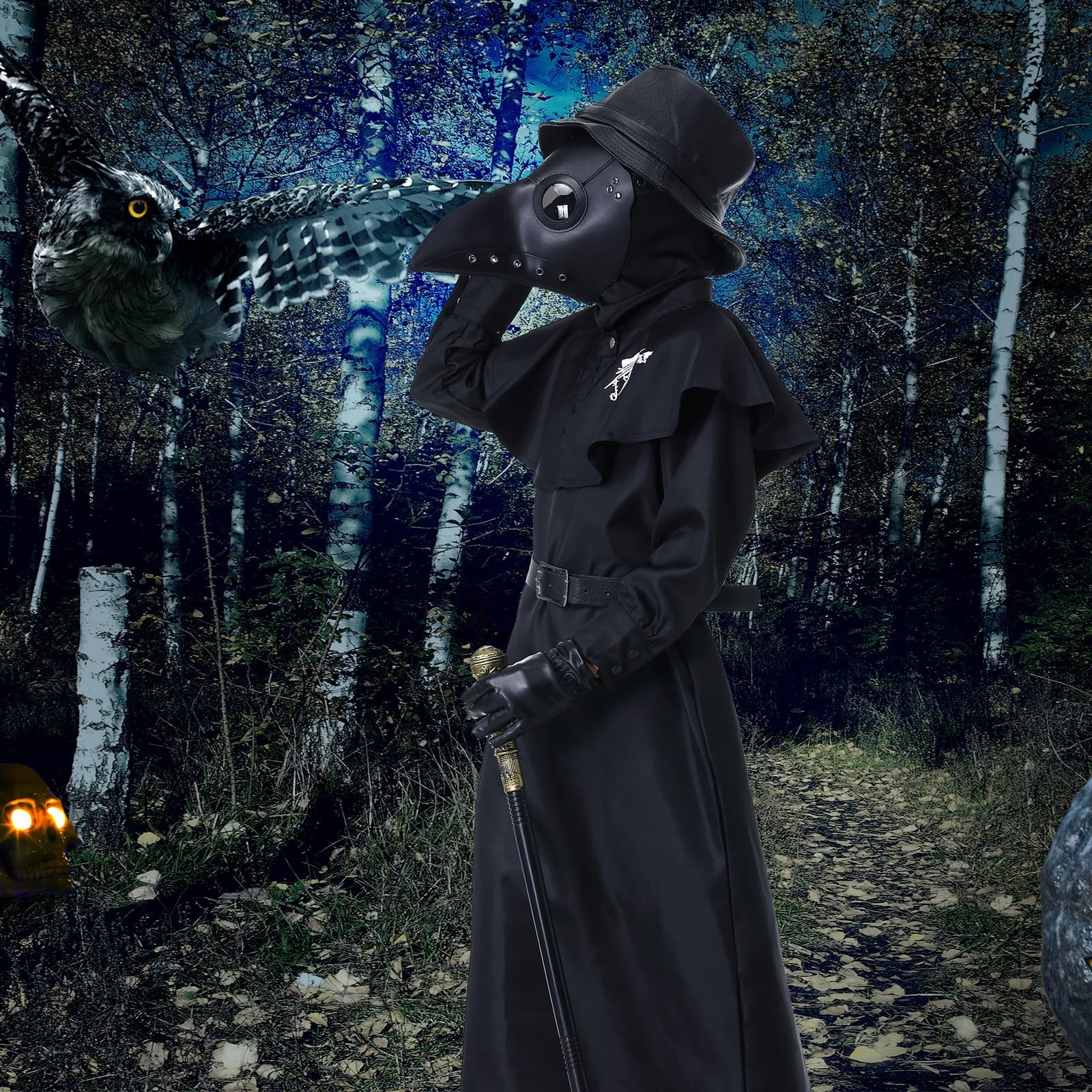 Coseaon Plague Doctor Costume Kids Halloween Cosplay Outfit Set with Mask Hat... image 6