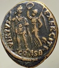 Goddess Victory Crowning Emperor Arcadius Ancient Roman Coin 392-395AD Virtus Ex