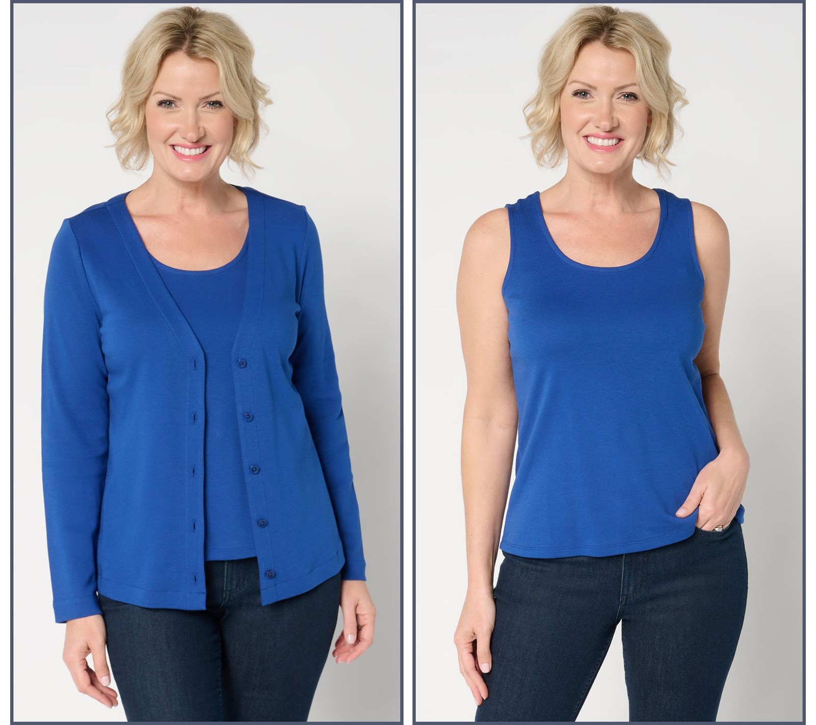 Isaac Mizrahi Live! Women's Top Sweater Sz XS Essentials Cotton Blue A674051