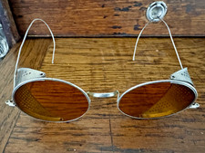 Antique Willson Amber Glasses Sunglasses 1918 Side Shields Motorcycle Goggles