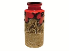Vintage Scheurich Vase 203-22 Fat Lava Rot Braun WGP West Germany Pottery 70er