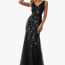 New Ever Pretty Black Sequin Evening Dress Formal Semi-formal Gown SZ:4