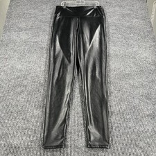 Spanx Faux Leather Leggings Womens Small Black High Rise Stretch Pull On