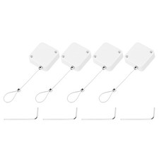 3.3 ft Retractable Cable Security Lock with Latch 600g, White, 4 Pack