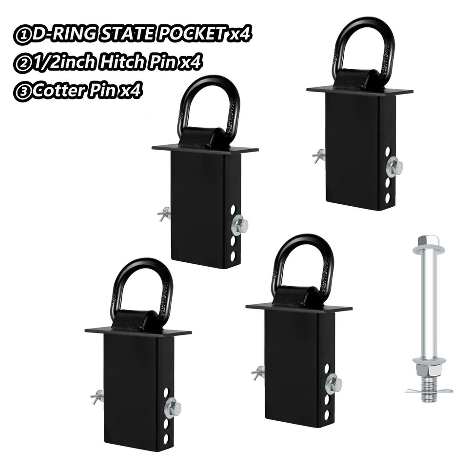 4Pack Trailer Stake Pocket D Rings Tie Downs Heavy Duty 18200lbs D-Ring ...