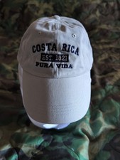 Costa Rica Pura Vida 1821 Slideback Baseball Cap White OS Adjustable Embroidered