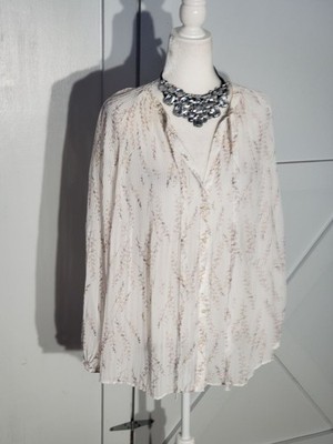 PER UNA BLOUSE COLOR BEIGE LONG SLEEVE POLYESTER SIZE 18(2X)