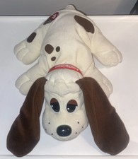 Vintage 1997 Pound Puppies 14" Galoob Plush Dog Cream Brown Spots Red Collar