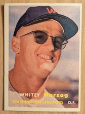 1957 Topps Whitey Herzog Rookie EX Condition #29 - Free Shipping