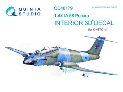 1:48 FMA IA 58 Pucara Interior 3D Color Decal Quinta Studio QD48179 Kinetic