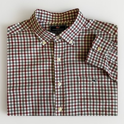 Vineyard Vines Slim Fit Tucker Shirt Mens L 100% Cotton Gingham Plaid