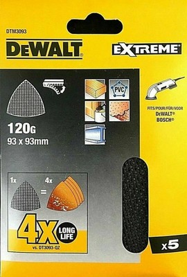 5 Bogen DeWalt DELTA Schleifblätter 93x93mm 120G Schleifgitter/ Klettfix DTM3093