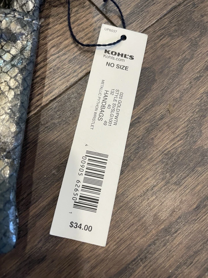 Cartera Muñequera Simply Vera By Vera Wang Imitación Piel de Serpiente con Cremalleras Nueva Foto 4 de 4