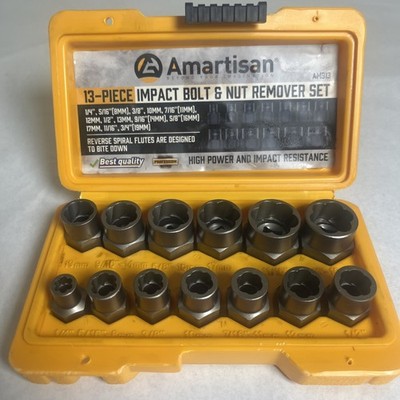 Amartisan Impact Bolt Extractor Tool, 13PC Nut Removal Socket Set