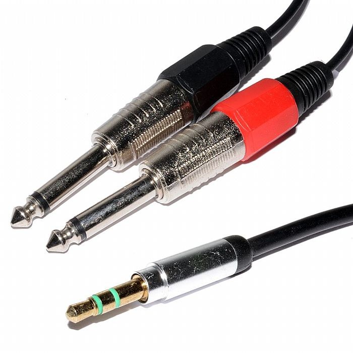 Chord 3.5mm Stereo Jack Plug To 2x 6.3mm Mono Jack Plugs Audio Cable (1.5m)