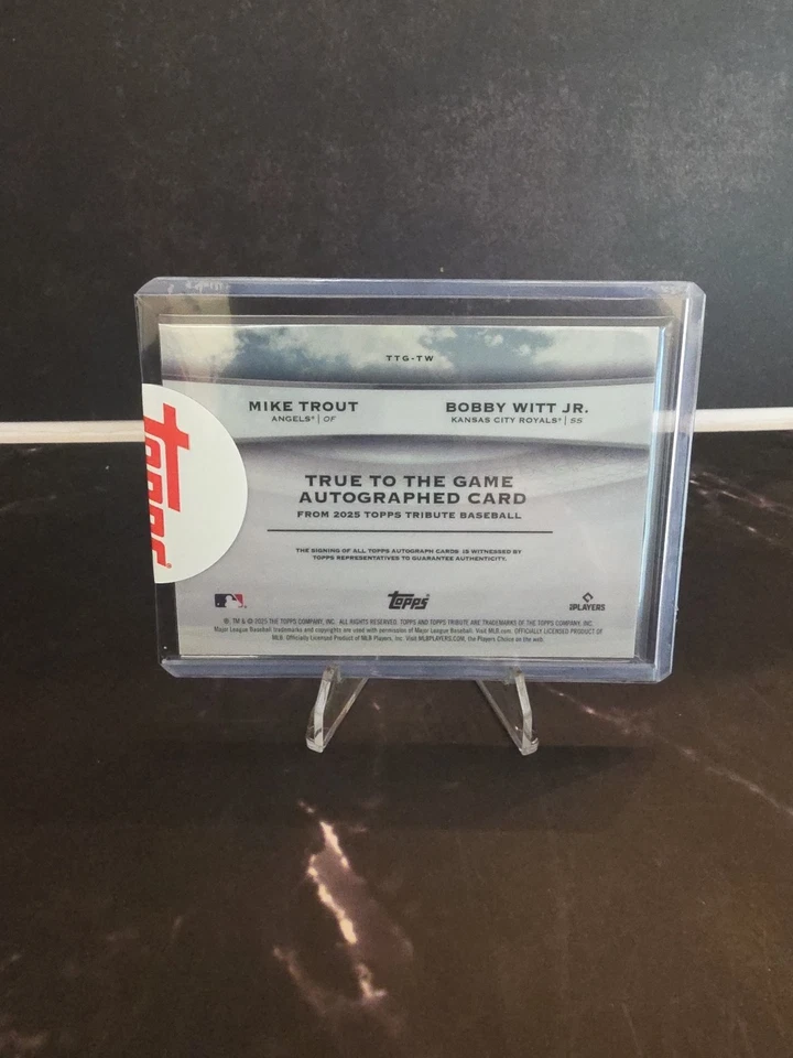 Tarjeta doble automática Topps Tribute Bobby Witt Jr Mike Trout 2025 No.TTG-TW 20/50 Foto 2 de 3