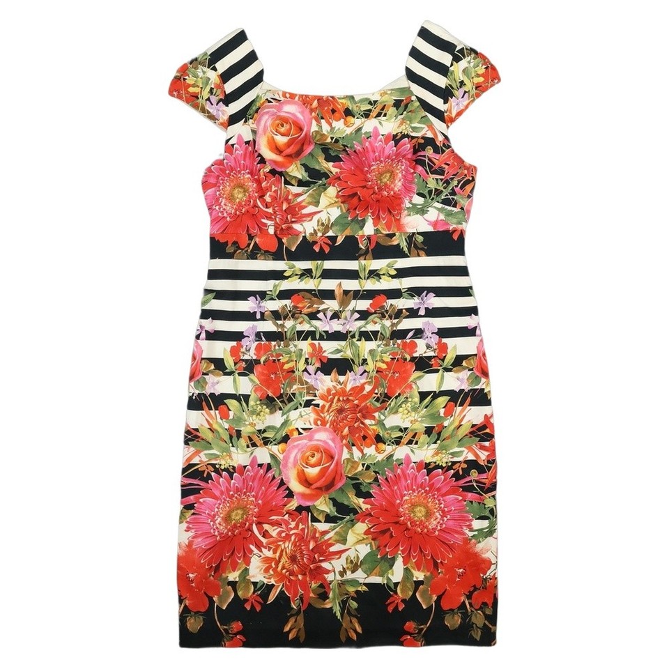 Anthea Crawford Dress Womens 16 Red Floral Square Sheath Knee Length Size 16